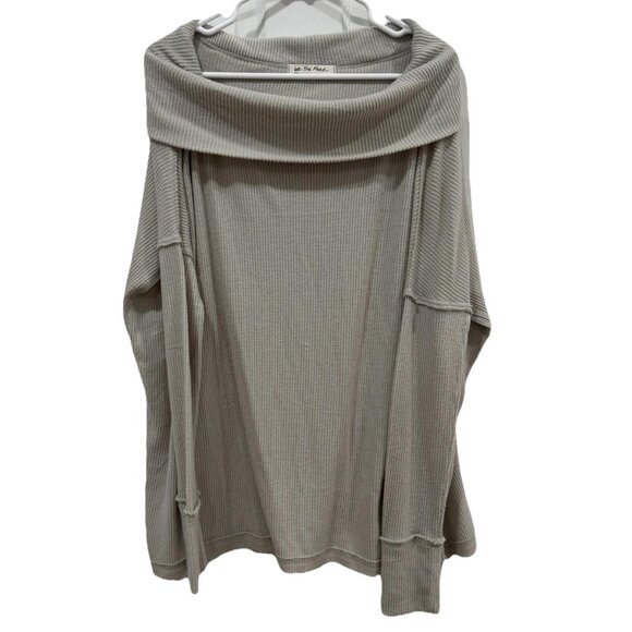 We The Free‎ Sweater Women's Size M Gray Back Slit Cowl Neck Ribbed Long Sleeve - Picture 1 of 10
